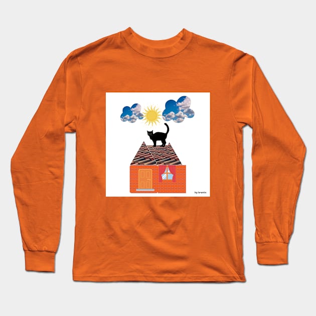 the cat on roof Long Sleeve T-Shirt by urbanity jungle